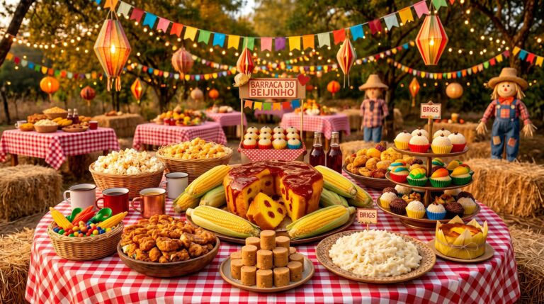 Doces para festa junina para vender com mesa decorada profissional"
