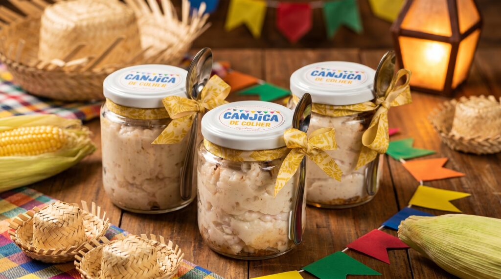 Canjica em potinhos individuais para vender em festa junina