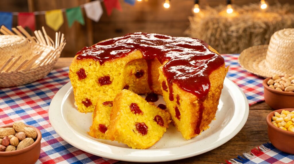 Bolo de fubá com goiabada cremosa para vender em festa junina