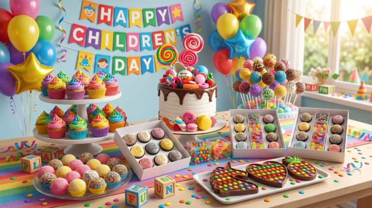 Doces para dia das crianças para vender com bolo temático colorido