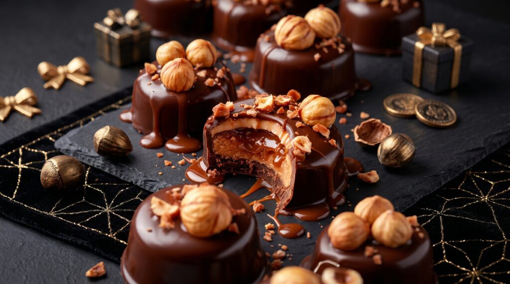 Black friday para confeitaria com doces finos premium em fundo elegante escuro