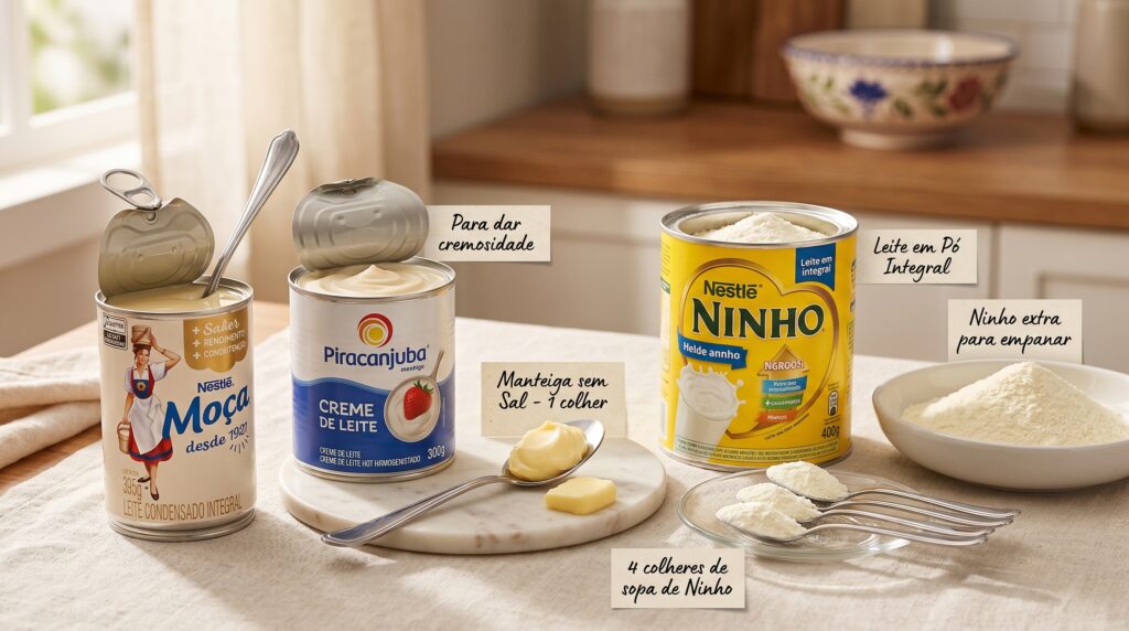 ingredientes para brigadeiro de leite ninho