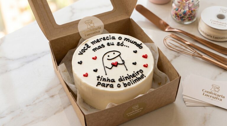 receita de bento cake para vender com cobertura lisa de buttercream rosa e mensagem em glacê
