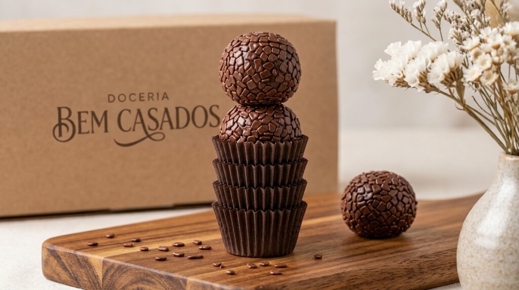 brigadeiro tradcional chocolate com ingredientes gourmet