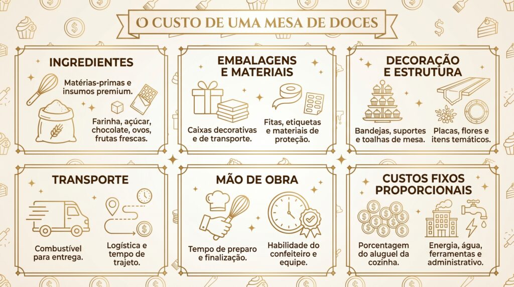 Os Seis Blocos de Custo de Uma Mesa de Doces Como Precificar Mesa de Doces Para 150 Pessoas