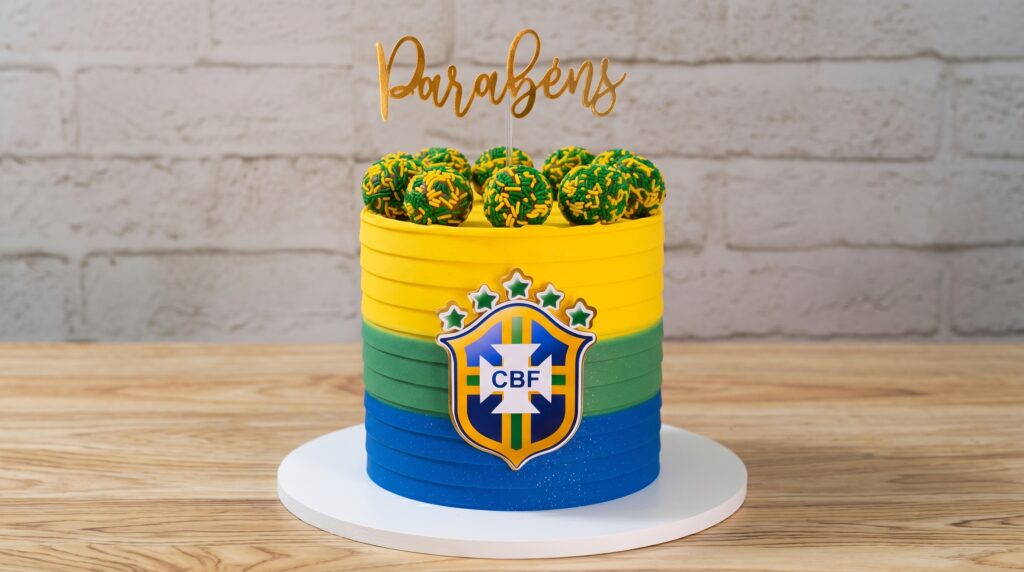 bolo tricolor tema de copa do mundo