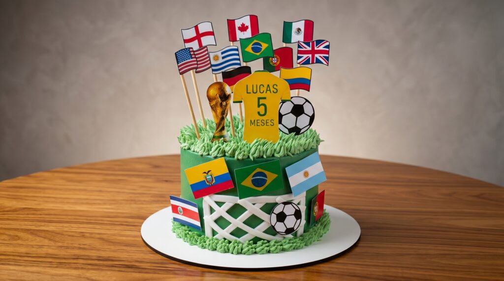 Bolo degradê verde e amarelo tema de copa