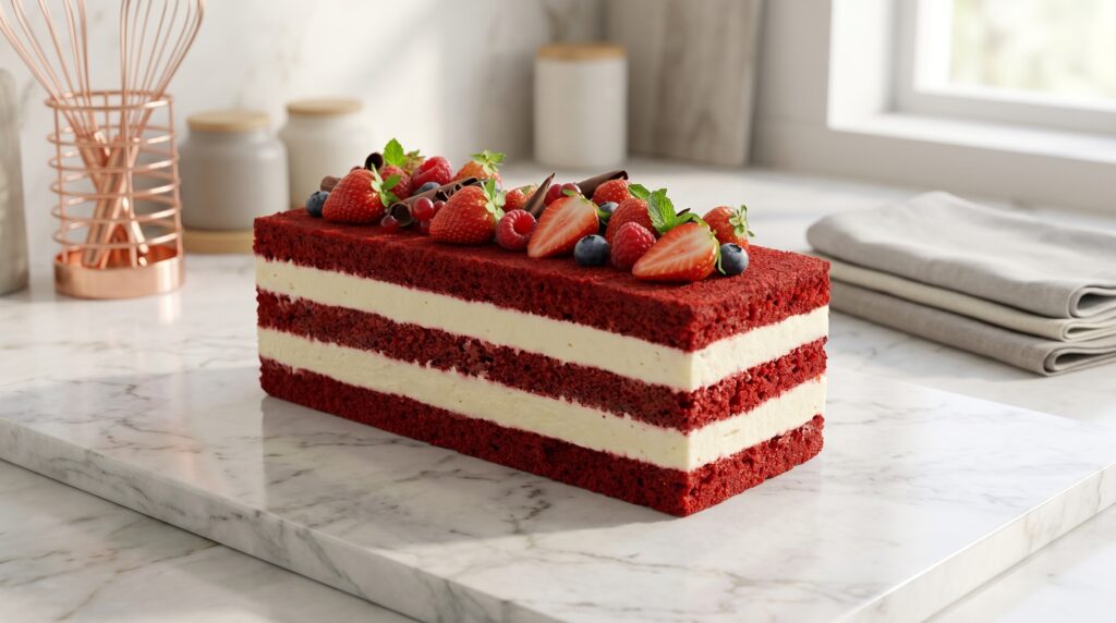 sabor Red velvet bolo de fatia