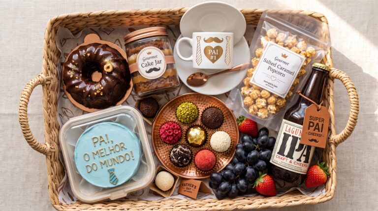 cesta dia dos pais com doces artesanais prontos para encomenda